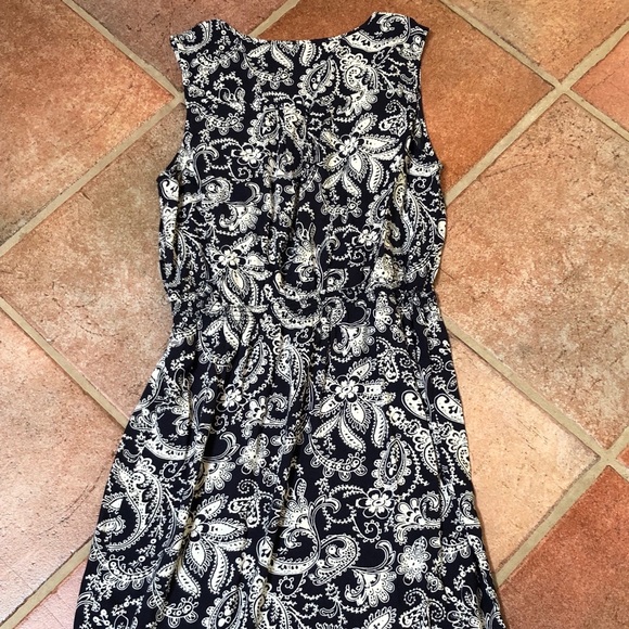 LOFT Navy & Cream Dress - Picture 1 of 3